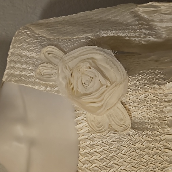 VTG TOFFEE APPLE 1990s White Satin Rosette Square Neck Castlecore Blouse - Picture 6 of 9